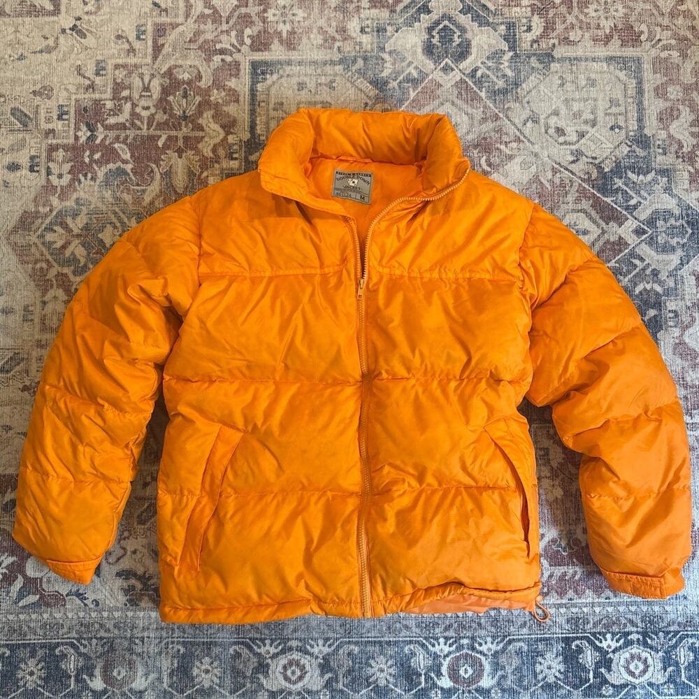 Steve & Barry's Double Down orange down feather cropped‎ puffer jacket SIZE M
